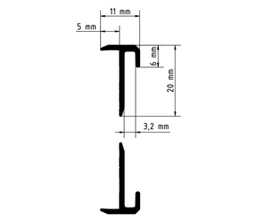 Co-pro - Trapprofiel PVC RVS Achterzijde onder- en bovenprofiel van 11x20mm - lengte 270cm - afbeelding 2