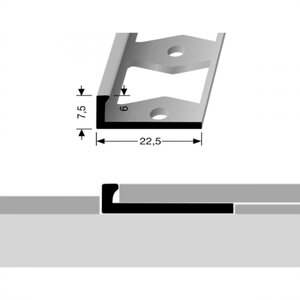 Küberit - In-egaliseer eindprofiel tot 6mm PVC RVS (250 cm) - afbeelding 2