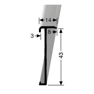 Küberit - Trapneusprofiel 845 14x43mm tbv 2-3mm PVC zwart gepoedercoat (RAL9005) - afbeelding 2