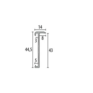 Küberit - Trapneusprofiel 845 Antracietgrijs mat 14x43mm t.b.v. 2-3mm PVC - 300cm - afbeelding 2