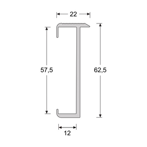 Trapprofiel 60 mm voor laminaat 7-9,5 mm RVS look geborsteld 3mtr. - afbeelding 2